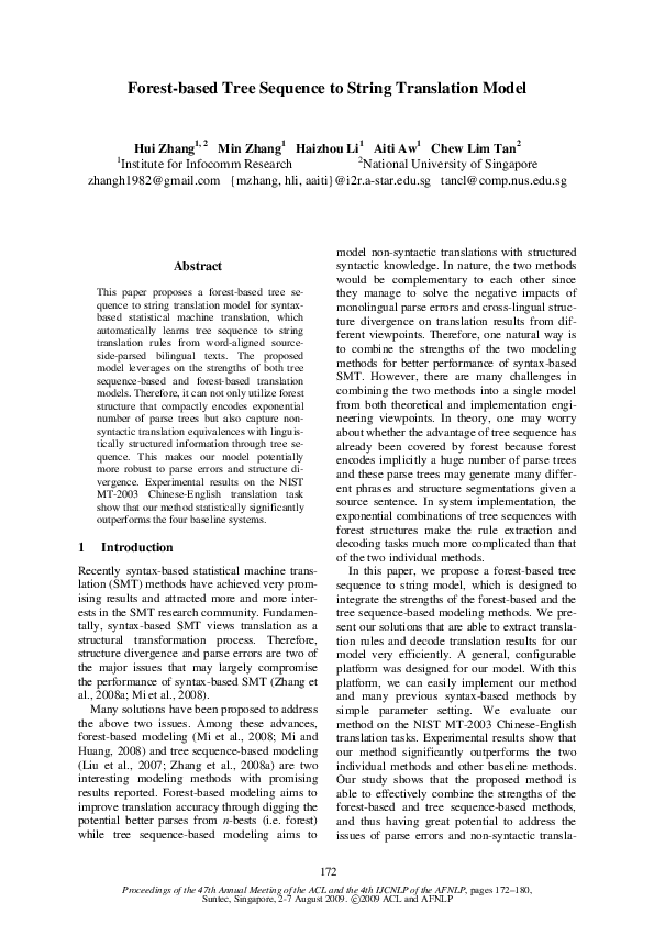(PDF) Forest-based tree sequence to string translation model