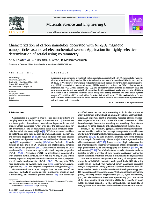 (PDF) Characterization of carbon nanotubes decorated with NiFe2O4 ...