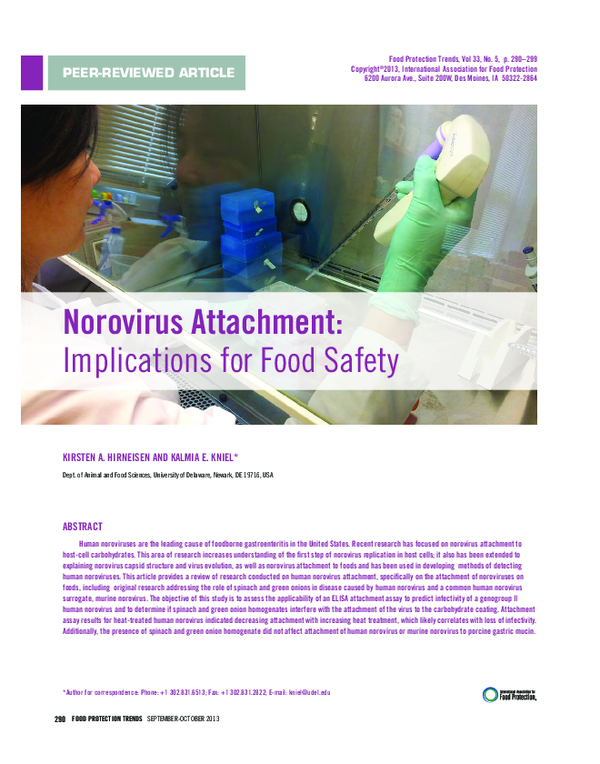 (PDF) Norovirus Attachment: Implications for Food Safety