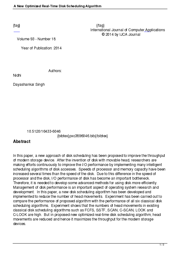 (PDF) A New Optimized Real-Time Disk Scheduling Algorithm