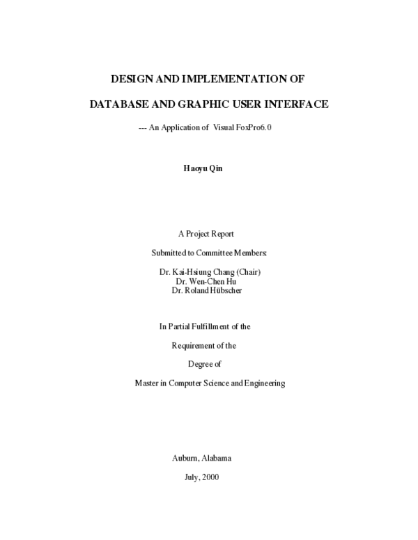 (PDF) Design and Implementation of Database and Graphic User Interface
