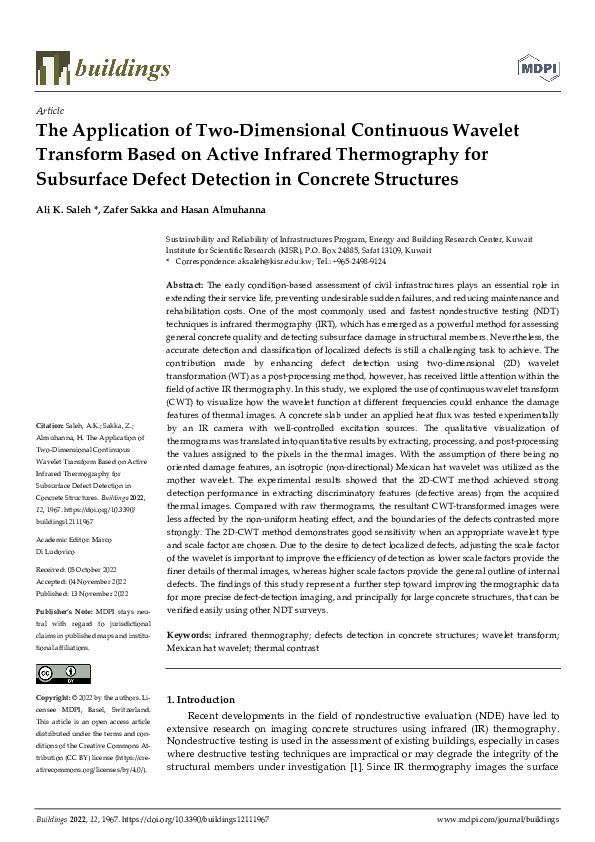 (PDF) The Application of Two-Dimensional Continuous Wavelet Transform ...