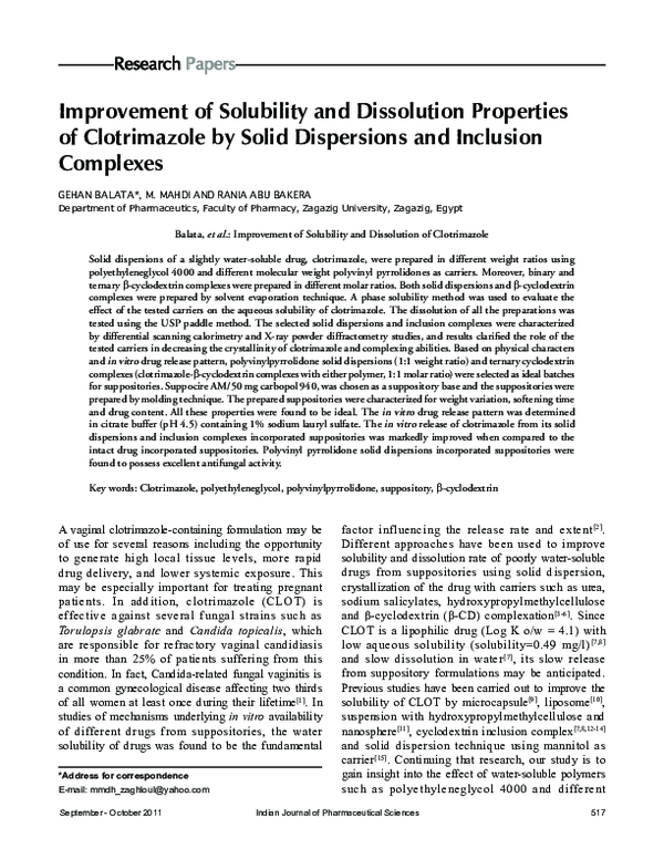 (PDF) Improvement of solubility and dissolution properties of ...