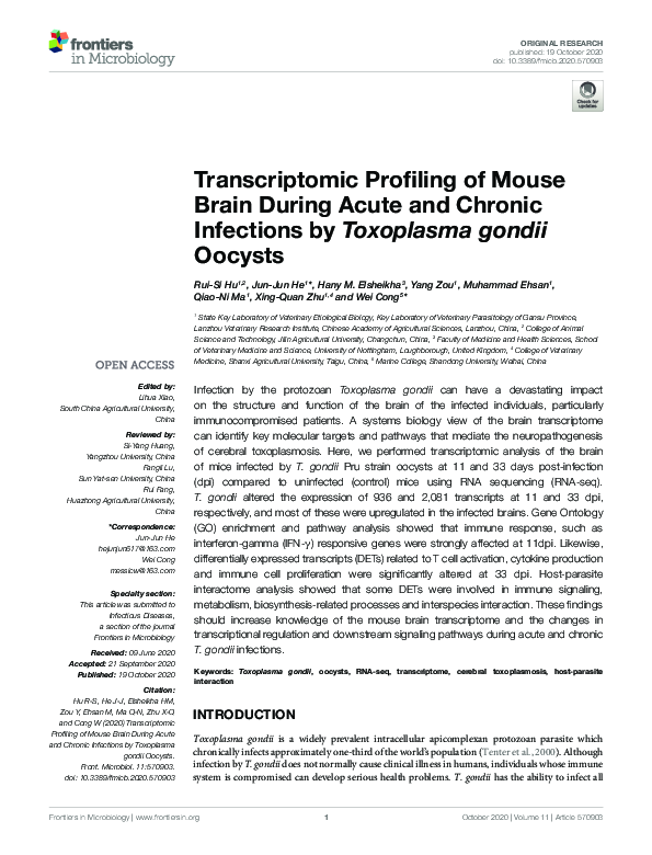 (PDF) Transcriptomic Profiling of Mouse Brain During Acute and Chronic ...