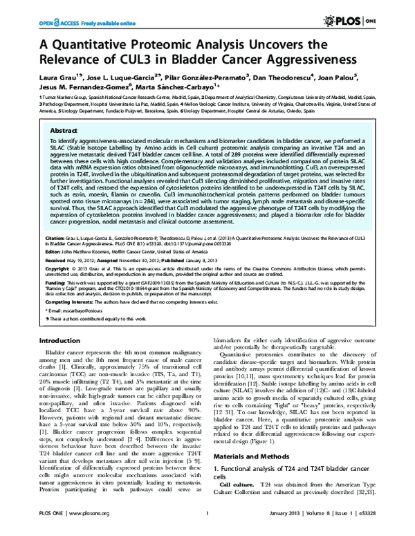(PDF) A Quantitative Proteomic Analysis Uncovers the Relevance of CUL3 ...