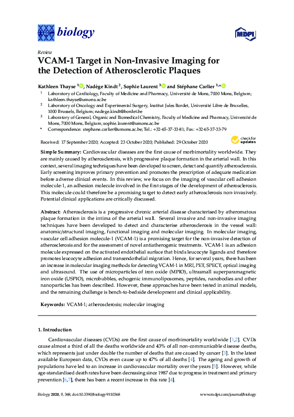 (PDF) VCAM-1 Target in Non-Invasive Imaging for the Detection of ...