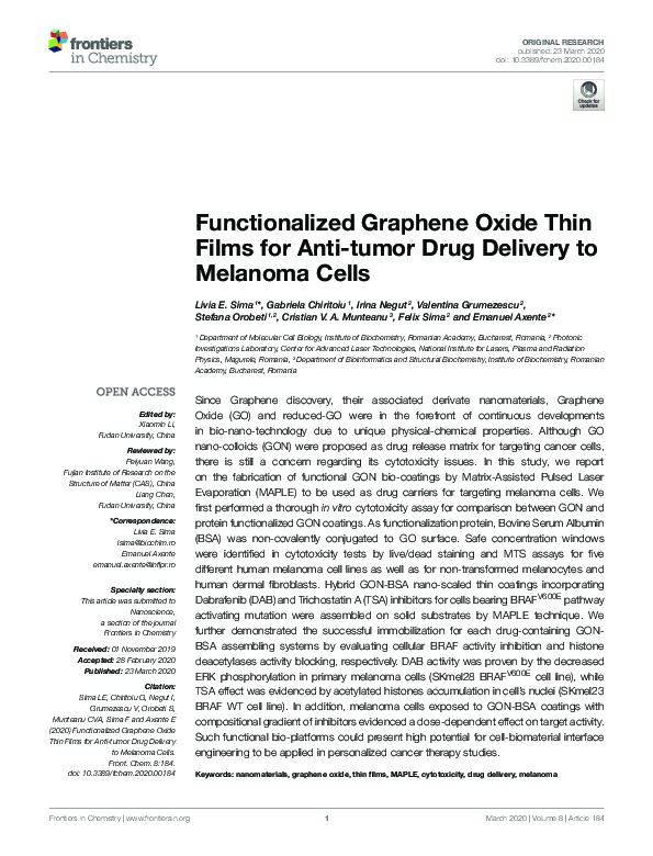 (PDF) Functionalized Graphene Oxide Thin Films for Anti-tumor Drug ...