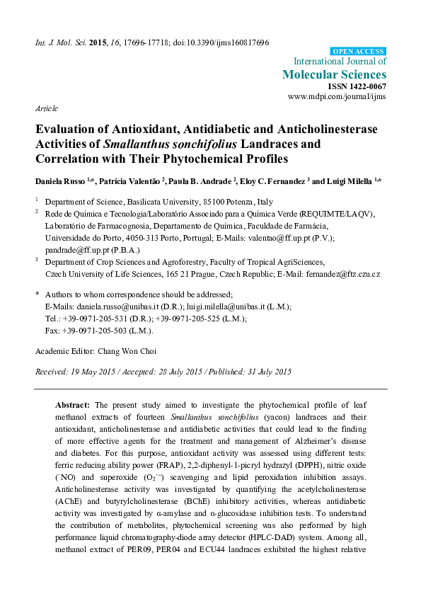 (PDF) Evaluation of antioxidant, antidiabetic and antibacterial ...