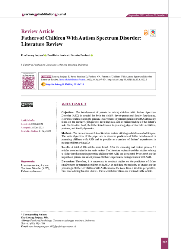 (PDF) Review Article Fathers of Children With Autism Spectrum Disorder ...
