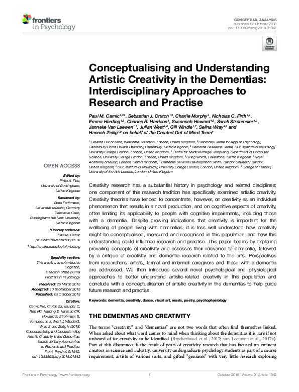 (PDF) Conceptualising and Understanding Artistic Creativity in the ...