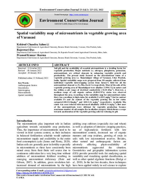 (PDF) Spatial variability map of micronutrients in vegetable growing ...
