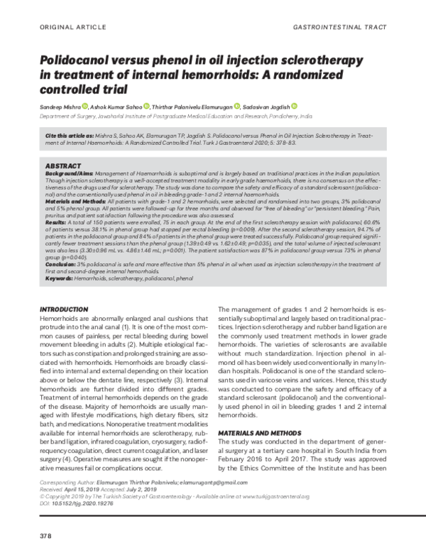 (PDF) Polidocanol versus phenol in oil injection sclerotherapy in ...