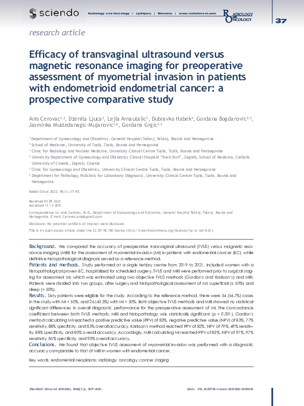 (PDF) Efficacy of transvaginal ultrasound versus magnetic resonance ...