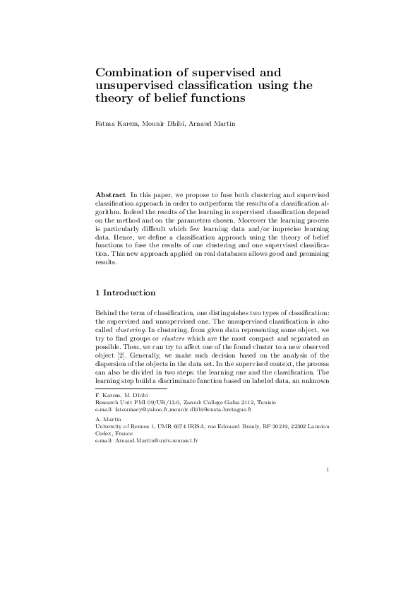 (PDF) Combination of Supervised and Unsupervised Classification Using ...
