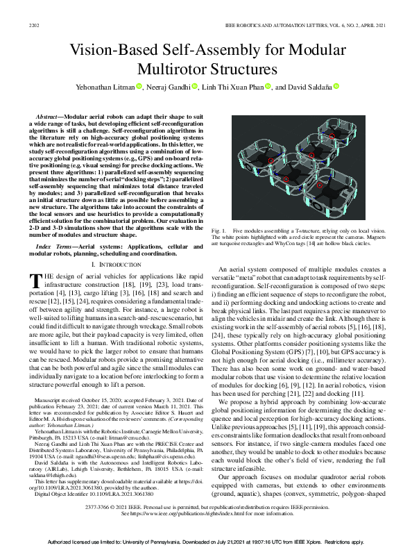 (PDF) Vision-Based Self-Assembly for Modular Multirotor Structures