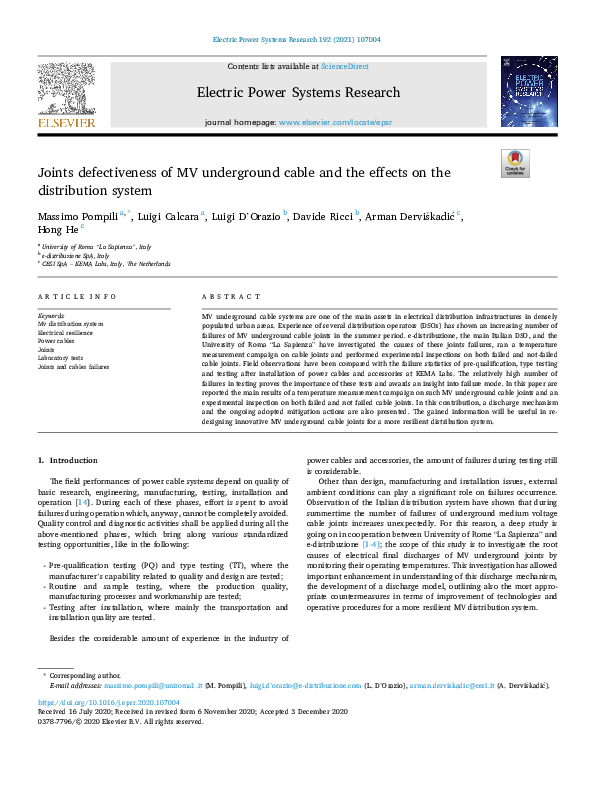 (PDF) Joints defectiveness of MV underground cable and the effects on ...