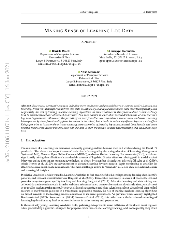 (PDF) Making Sense of Learning Log Data