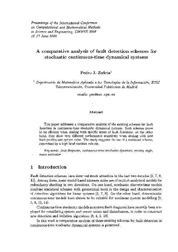 (PDF) A comparative analysis of fault detection schemes for stochastic ...