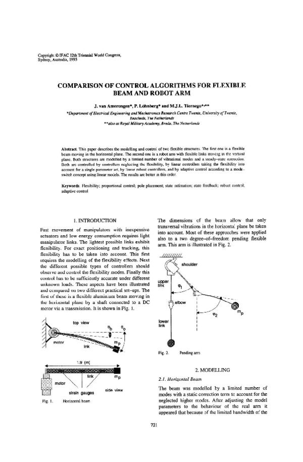 (PDF) Comparison of control algorithms for flexible joint robots ...