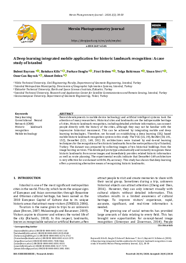 (PDF) A Deep learning integrated mobile application for historic ...