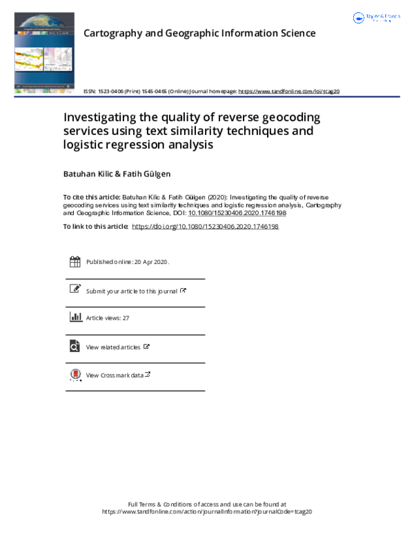 (PDF) Investigating the quality of reverse geocoding services using ...