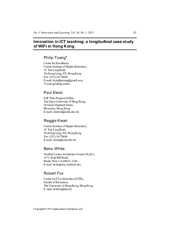 (PDF) Innovation in ICT teaching: a longitudinal case study of WiFi in ...