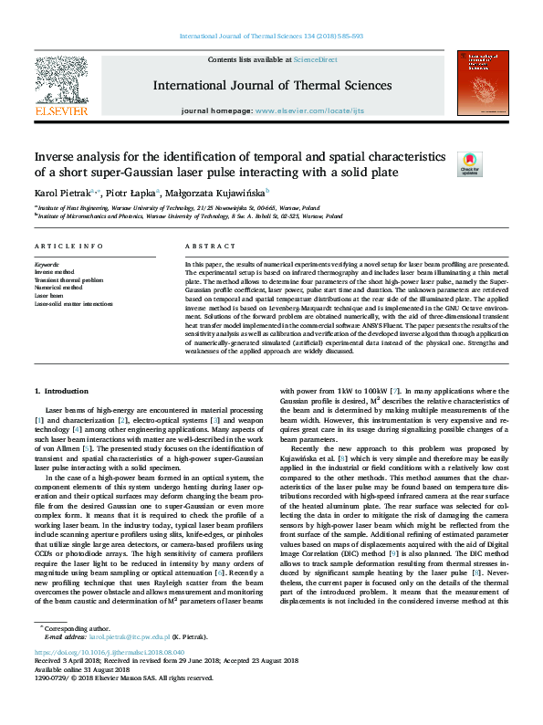 (PDF) Inverse analysis for the identification of temporal and spatial ...