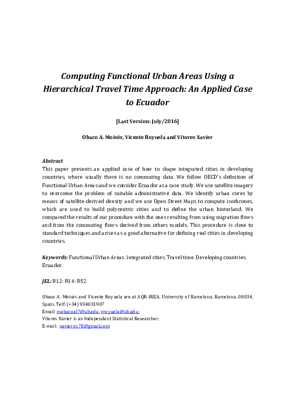 (PDF) Computing functional urban areas using a hierarchical travel time ...