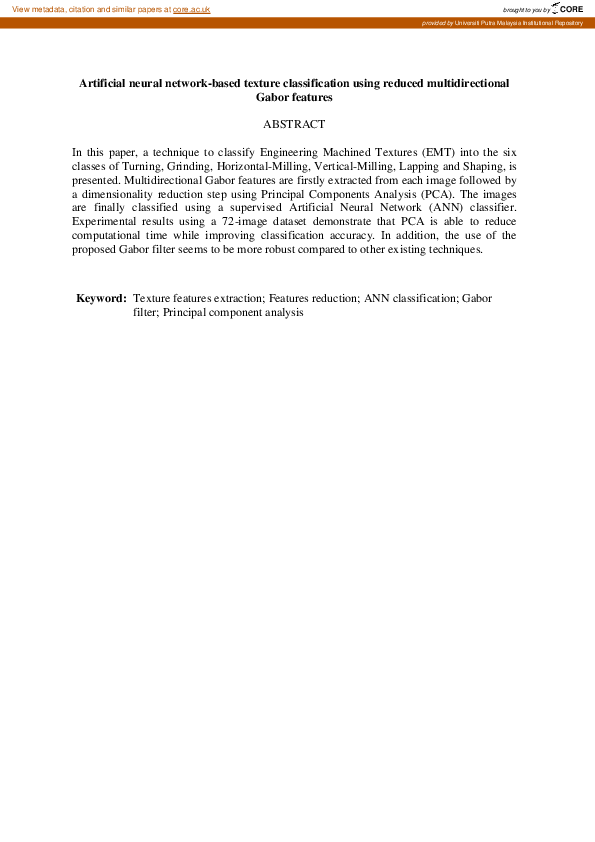 (PDF) Artificial Neural Network-Based Texture Classification Using ...