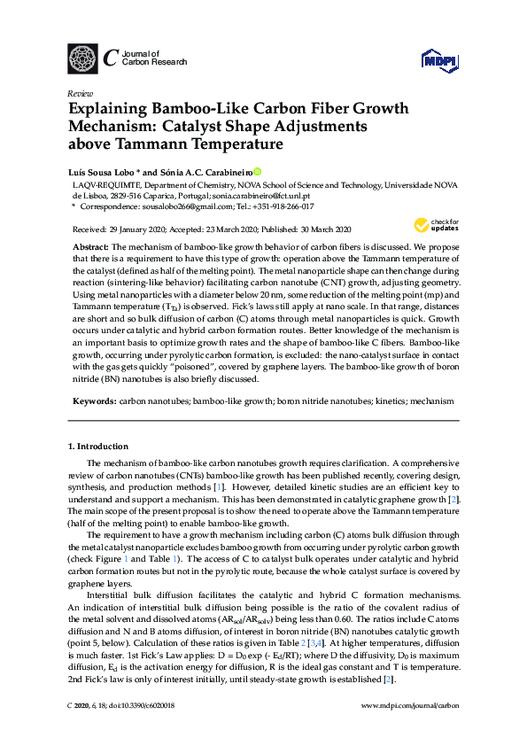 (PDF) Explaining BambooLike Carbon Fiber Growth Mechanism Catalyst
