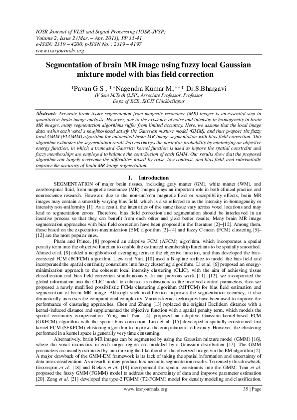 (PDF) Segmentation of brain MR image using fuzzy local Gaussian mixture ...