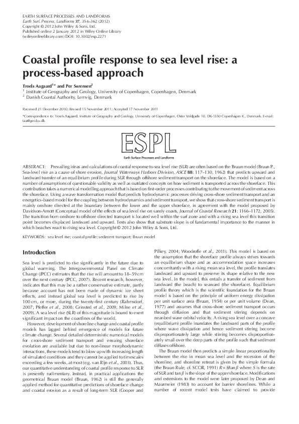  pdf coastal profile response to sea level rise a process based approach