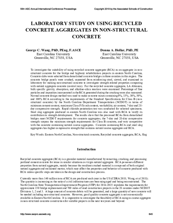 (PDF) Laboratory Study on Using Recycled Concrete Aggregates in Non ...