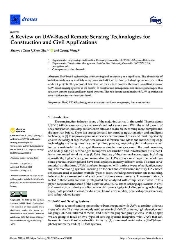 (PDF) A Review on UAV-Based Remote Sensing Technologies for ...