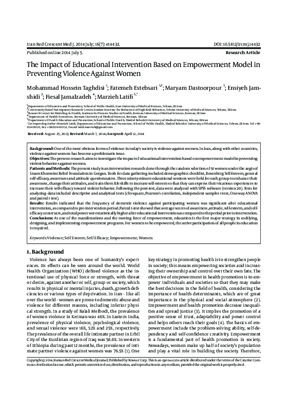 (PDF) The Impact of Educational Intervention Based on Empowerment Model ...