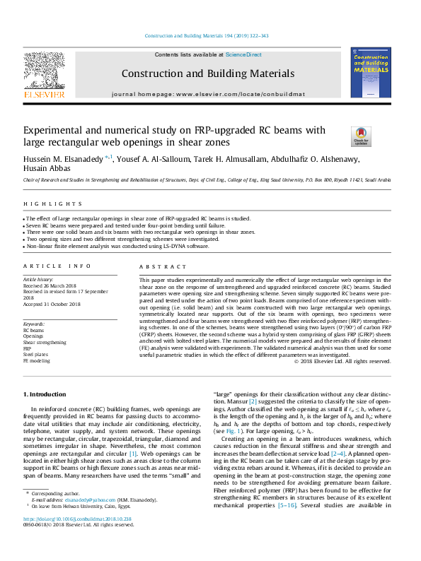 (PDF) Experimental and numerical study on FRP-upgraded RC beams with ...