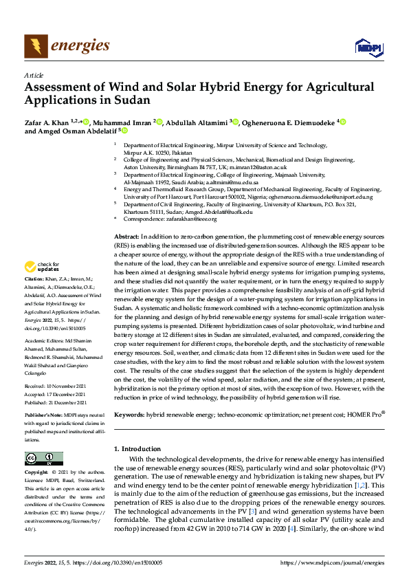 (PDF) Assessment of Wind and Solar Hybrid Energy for Agricultural ...