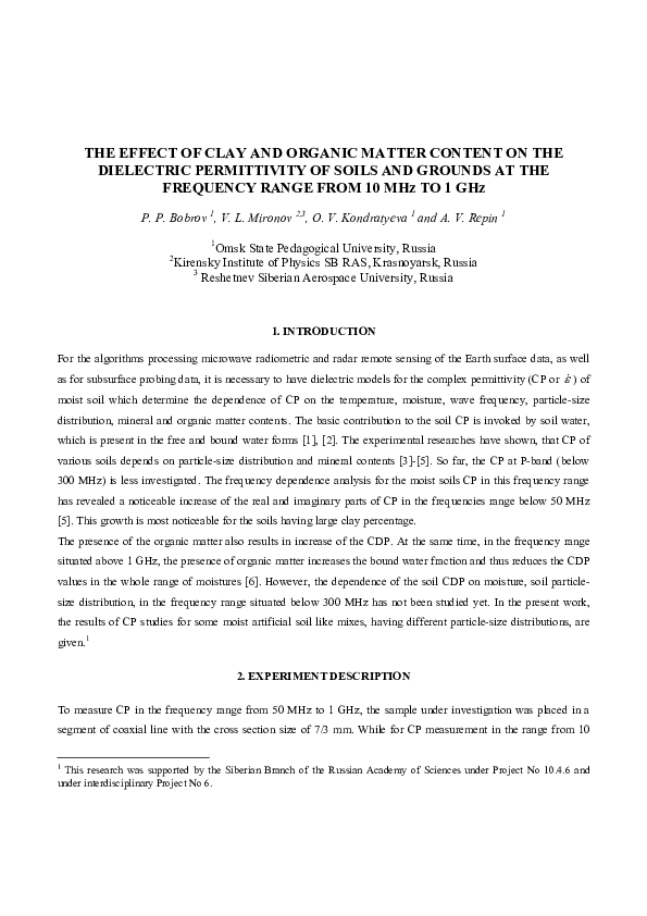 (PDF) The effect of clay and organic matter content on the dielectric ...