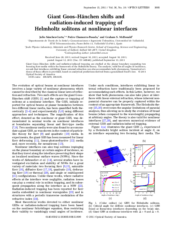 (PDF) Giant Goos–Hänchen shifts and radiation-induced trapping of ...