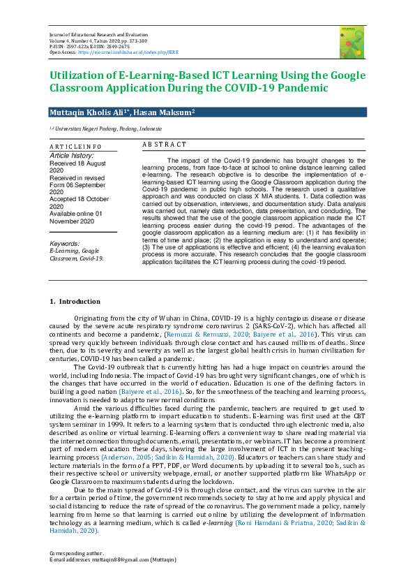 (PDF) Utilization of E-Learning-Based ICT Learning Using the Google ...