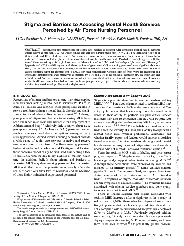 (PDF) Stigma and Barriers to Accessing Mental Health Services Perceived ...