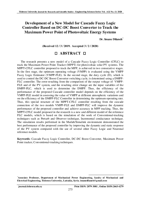 (PDF) Development of a New Model for Cascade Fuzzy Logic Controller ...