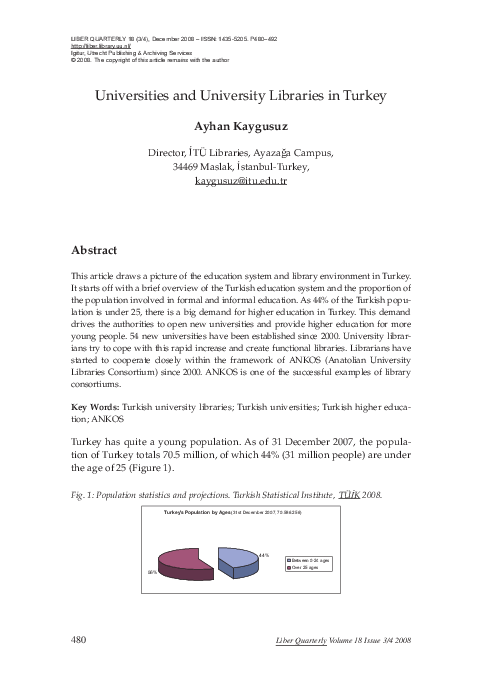 (PDF) Universities and University Libraries in Turkey