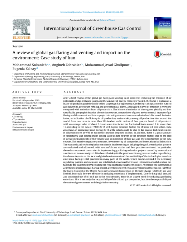 (PDF) A review of global gas flaring and venting and impact on the ...