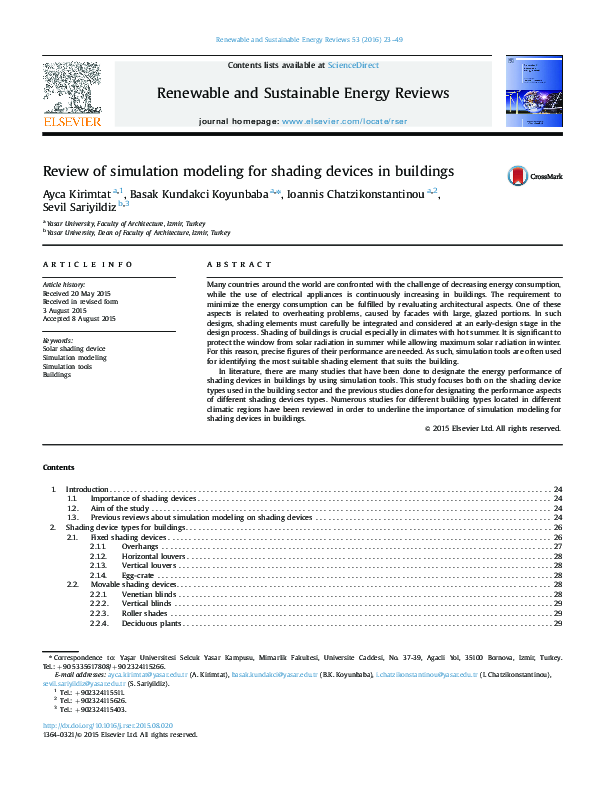 (PDF) Review of simulation modeling for shading devices in buildings