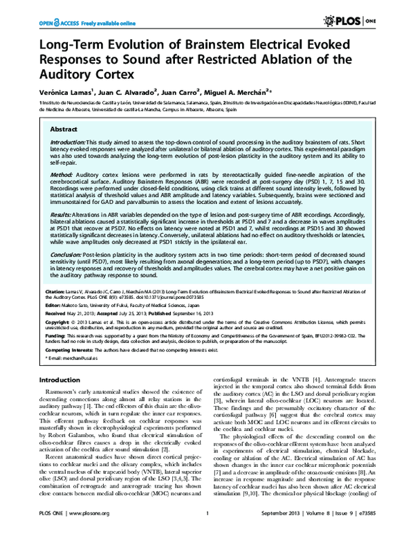 (PDF) Long-Term Evolution of Brainstem Electrical Evoked Responses to ...