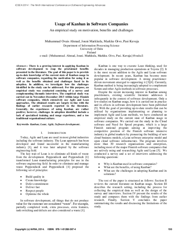 (PDF) Usage of Kanban in Software Companies An empirical study on ...