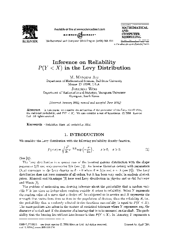(PDF) Inference on reliability P(Y