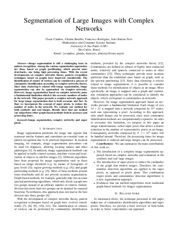 (PDF) Segmentation of Large Images with Complex Networks