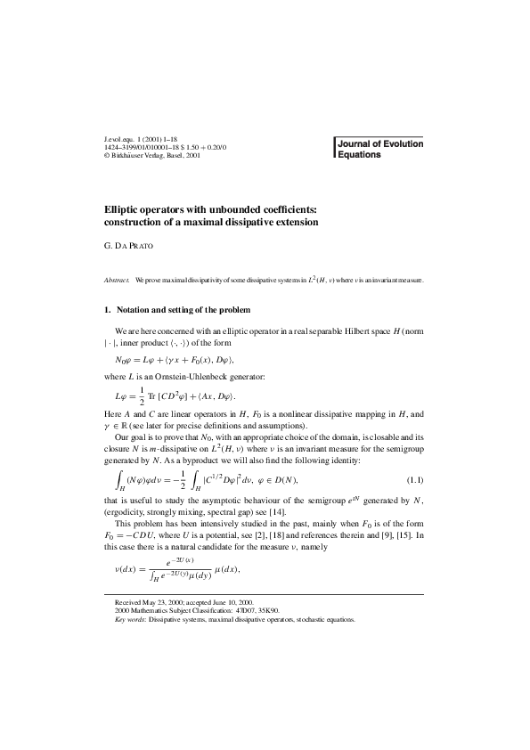 (PDF) Elliptic operators with unbounded coefficients: construction of a ...